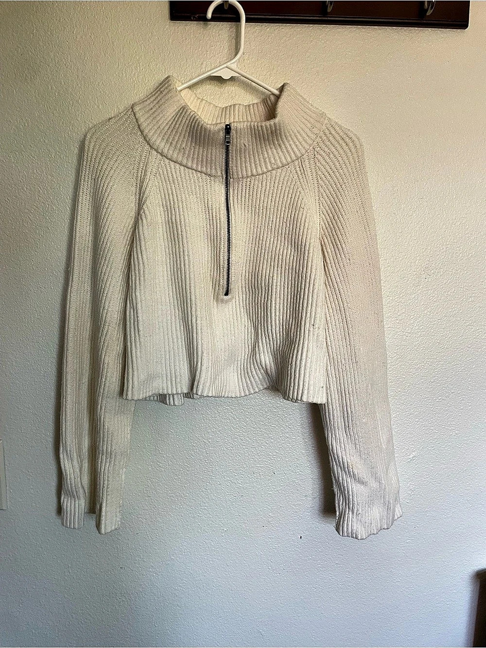 Free People Greta Half Zip Sweater Cream